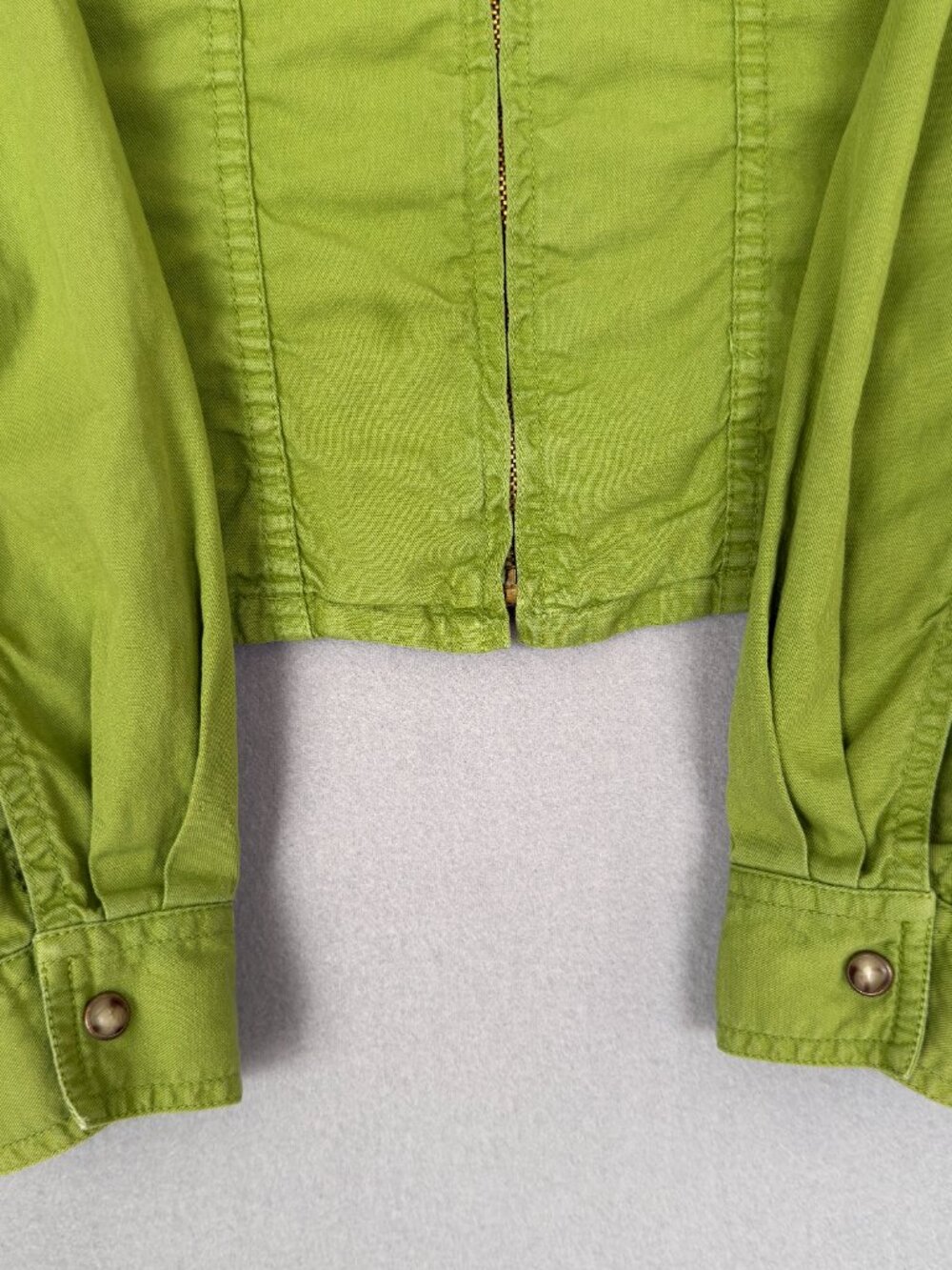 Liz Claiborne Lizwear Cotton Jacket Women’s L Lime Green Utility Zip Front Y2K - Picture 7 of 14